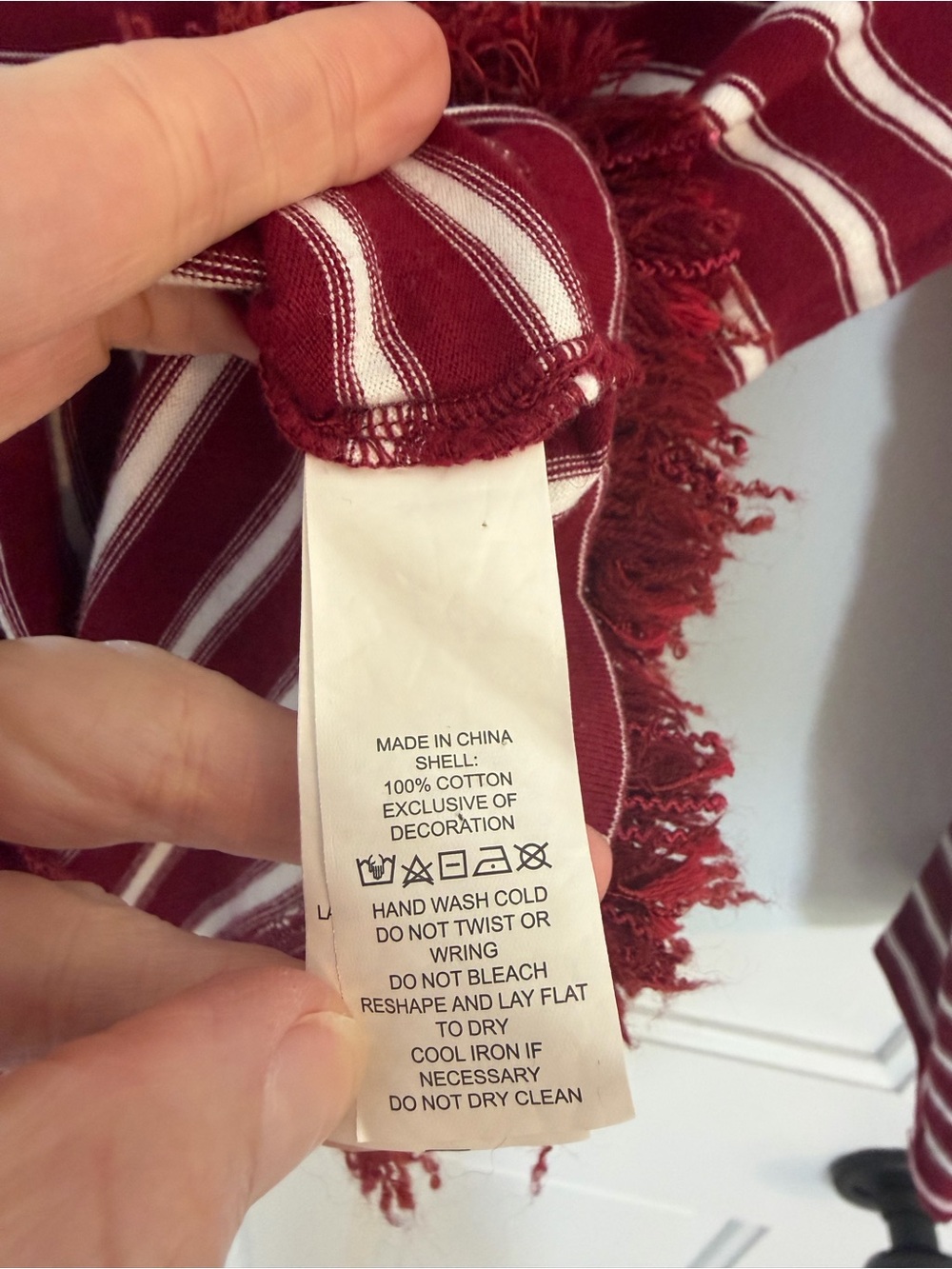 kate spade Burgundy & White Striped Long-Sleeve Top with Fringe - Picture 4 of 7